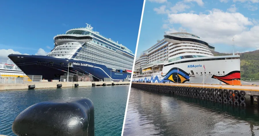 Mein Schiff Relax und AIDAperla im Hafen