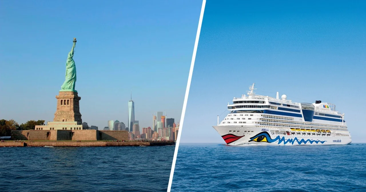 Freiheitsstatue in New York und AIDAluna