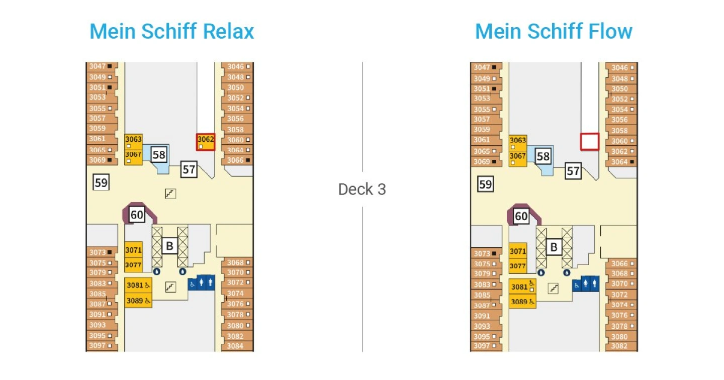 Deck 3 im Vergleich Mein Schiff Relax und Flow Teil 1.