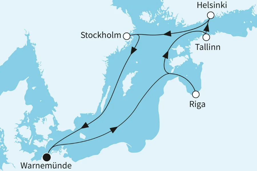 Verlauf der Mein Schiff Route Metropolen der Ostsee
