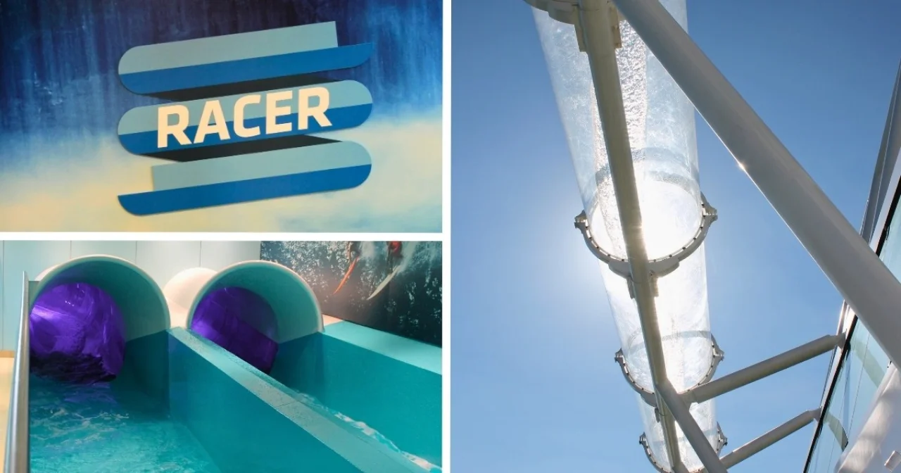 AIDA Racer Collage Wasserrutsche Röhre und Ziel