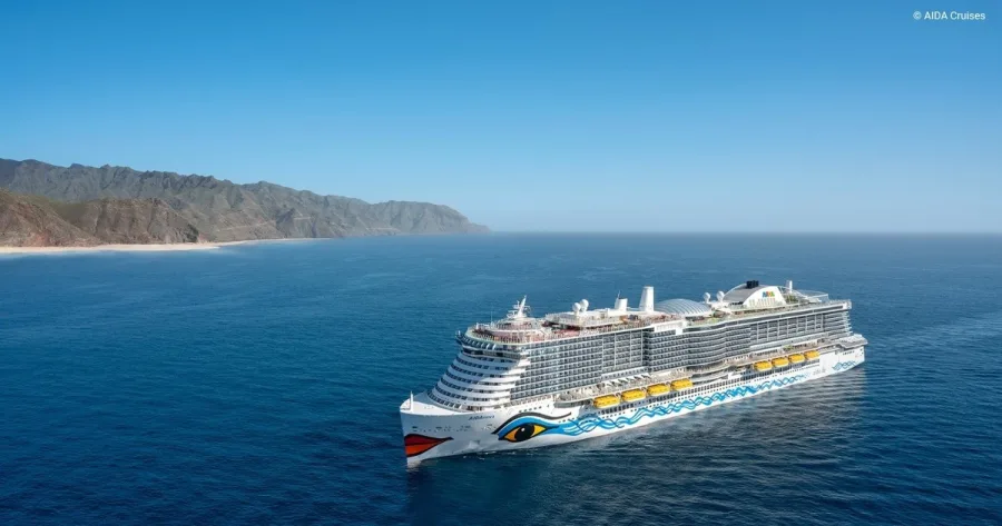 AIDA Schiff vor Kanareninsel